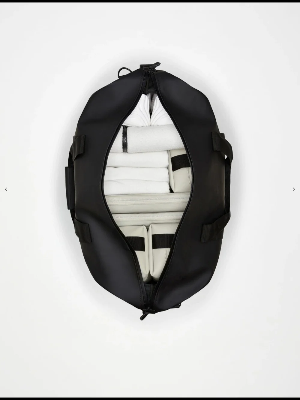 Rains Olive Green Duffel Bag with Black Straps
